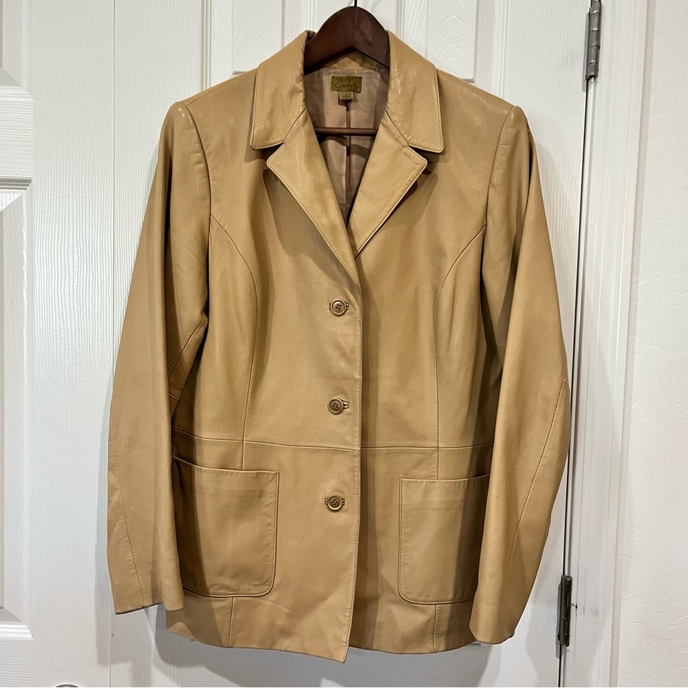 Caslon Lambskin Leather Jacket Tan Size Large
